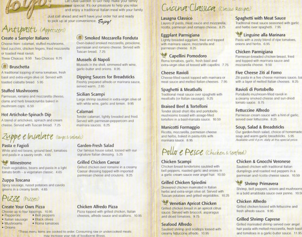 Olive Garden Near Me Locations What Time Does Open & Close